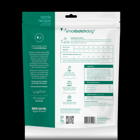 smallbatch Freeze Dried Dog Food Sliders - Lamb - 25oz Bag